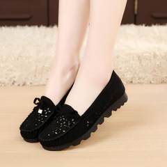 Spring old Beijing cloth shoes, women's shoes, peas shoes, mother's shoes, flat shoes, casual maternity shoes, 41 black work shoes Thirty-eight Black 1908
