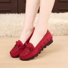Spring old Beijing cloth shoes, women's shoes, peas shoes, mother's shoes, flat shoes, casual maternity shoes, 41 black work shoes Thirty-eight Red 1908