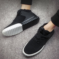 In the autumn of 2017 flying sport shoes black fabric breathable mesh casual shoes, running shoes all-match trend of Korean men Thirty-eight Flying weave black