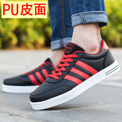 Canvas shoes shoes autumn tide male male trend of Korean white sports shoes all-match winter men's shoes 40 standard code A red black leather 1660PU