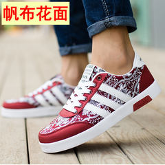Canvas shoes shoes autumn tide male male trend of Korean white sports shoes all-match winter men's shoes 40 standard code 619 canvas face red