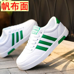 Canvas shoes shoes autumn tide male male trend of Korean white sports shoes all-match winter men's shoes 40 standard code 1580 canvas, white and green