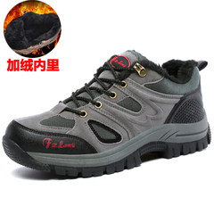 Outdoor climbing shoes men's leisure sports shoes shoes men running autumn winter warm and thick velvet Forty-four Grey shoes 670