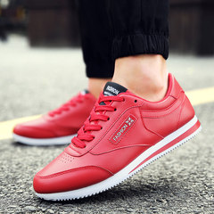 The fall of the new all-match white shoe flat shoes sports shoes trend of Korean men's shoes Agam Forty-three H11 red