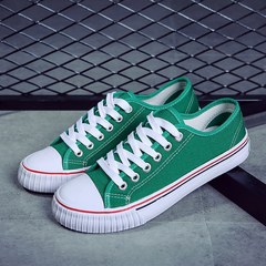 Low white canvas shoes shoes shoes for men and women lovers shoes autumn shoes sports shoes all-match trend of Korean Students Thirty-eight 6626 green (men's)