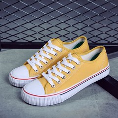 Low white canvas shoes shoes shoes for men and women lovers shoes autumn shoes sports shoes all-match trend of Korean Students Thirty-eight 6626 yellow (men's)