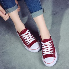 Low white canvas shoes shoes shoes for men and women lovers shoes autumn shoes sports shoes all-match trend of Korean Students Thirty-eight 6625 red (women's shoes)