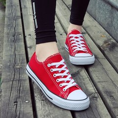Low white canvas shoes shoes shoes for men and women lovers shoes autumn shoes sports shoes all-match trend of Korean Students Thirty-eight Red (women's shoes)