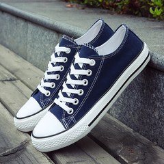 Low white canvas shoes shoes shoes for men and women lovers shoes autumn shoes sports shoes all-match trend of Korean Students Thirty-nine Blue (men's)