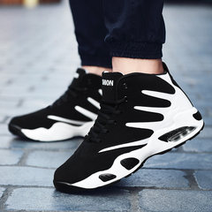 Autumn winter New Mens Sports shoes men's running shoes leather shoes shoes damping cushion shoes men Collect baby shop, send socks 010 black and white
