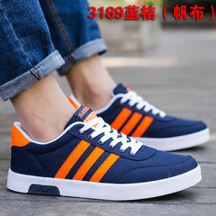 In the autumn of 2017 new canvas shoes shoes white shoes trend of Korean men's casual shoes white shoes shoes 41 [collection and purchase of socks] 3819 blue orange (canvas)