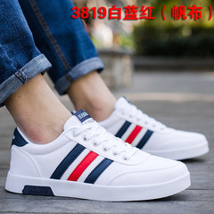In the autumn of 2017 new canvas shoes shoes white shoes trend of Korean men's casual shoes white shoes shoes 41 [collection and purchase of socks] 3819 white and blue (canvas)