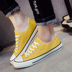 Pure low canvas shoes to help Korean students Metrosexual flat line ball boys all-match shoes breathable shoes 39 female yellow