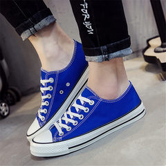 Pure low canvas shoes to help Korean students Metrosexual flat line ball boys all-match shoes breathable shoes 35 yards Royal Blue