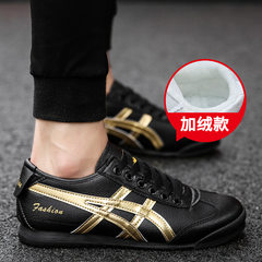 With a deft Reds canvas shoes men's shoes shoes Doug lazy Korean social spiritual guy shoes Forty-three Black gold 81
