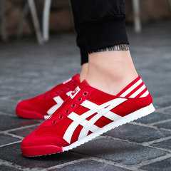 With a deft Reds canvas shoes men's shoes shoes Doug lazy Korean social spiritual guy shoes Forty-three gules