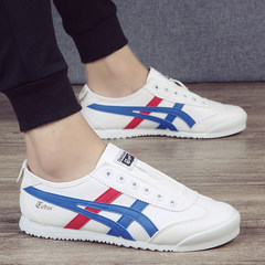With a deft Reds canvas shoes men's shoes shoes Doug lazy Korean social spiritual guy shoes Forty-three White blue 30
