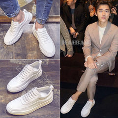 The new summer men's shoes white shoes white shoes increased trend of Korean male male sports casual shoes Thirty-eight White (higher inside)