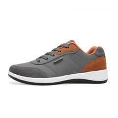 Warrior shoes shoes all-match Huaqiang Korean casual shoes sports shoes leather waterproof winter warm shoes Forty-three A grey leather