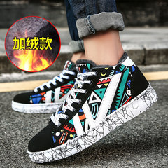 The fall male high canvas shoes to help students shoes casual shoes shoes shoes all-match trend of Korean winter shoes Forty 218 added black tangerine