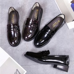 Small leather shoes, autumn and winter, retro shoes, low heels, shallow shoes, college shoes, wind, Oxford shoes, women's shoes Thirty-eight black