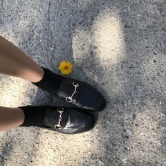 The [ELINASEA] recommended Korean temperament horsebit pointed low with two foot all-match wear shoes X Thirty-eight Black hemp photos