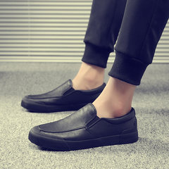 A pedal lazy casual canvas shoes shoes trend of Korean card with the spirit of social man shoes Qi Forty-three 8313 black