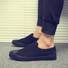A pedal lazy casual canvas shoes shoes trend of Korean card with the spirit of social man shoes Qi Forty-three 8239 all black