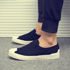 A pedal lazy casual canvas shoes shoes trend of Korean card with the spirit of social man shoes Qi Forty-three 8239 black and white