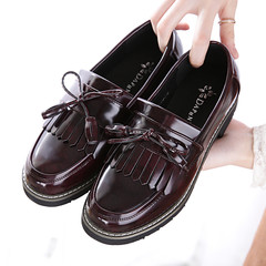 Daphne 2017 new small leather shoes with low wind England college women shoe retro le fu shoes Thirty-eight Foot and foot meat many MM large yards