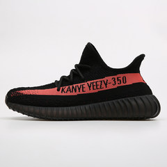 Authentic Kanye yeezy Kanye coconut and white zebra 350V2 men's cashmere winter sports shoes for men and women tide Thirty-eight Black powder
