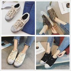 Lost in winter with low round flat all-match Korean lace up shoes shoes shoes female Maomao shoes tide Xuan Xia 35 spot Calf hair figure