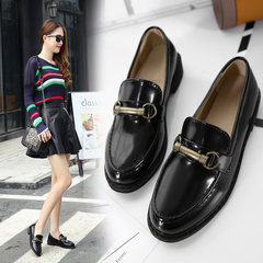 2017 winter shoes round flat shoes leisure shoes all-match Korean female students with low plus velvet shoes Thirty-eight Black velvet