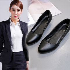 Spring and summer fashion shoes black shoes with leather shoes low occupation women with tooling dress shoes airline stewardess interview Thirty-eight white