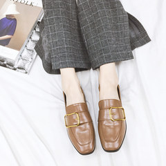 British style flat loafer female fall 2017 new Korean retro shoes students all-match low shoes Merchandiser Thirty-eight brown