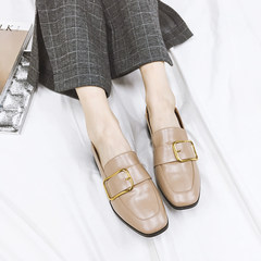British style flat loafer female fall 2017 new Korean retro shoes students all-match low shoes Merchandiser Thirty-eight Apricot