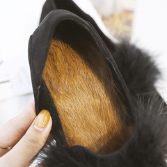 Winter suede loafer female students with low all-match HAN2 ban3 rivets Maomao shoes shoes shoes with thick documentary Doug Thirty-eight Black Suede