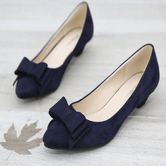 Spring summer 2017 shoes with low all-match with Korean occupation shoes black shoes Asakuchi shoes Thirty-eight Navy Blue