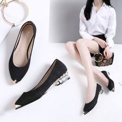 Pointed shoes and shoes with low all-match fall 2017 new shoes shoes shoes scoop shallow mouth water Thirty-eight black