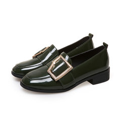 British style shoes female Korean all-match Lok Fu shoes with thick square low shoes new autumn with the students Thirty-eight green