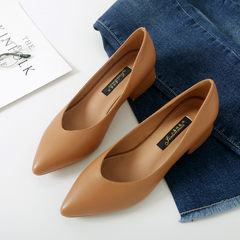 2017 new shoes with low in summer and autumn autumn shoes all-match Korean women shoe shoes pointed flat shoes for four seasons Thirty-eight Light brown