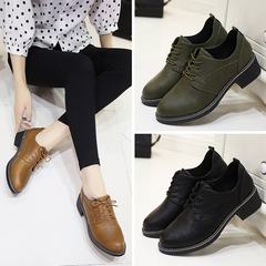 Ulzzang small leather shoes female autumn 2017 new tide tie shoes with thick Korean documentary all-match Academy Thirty-eight black