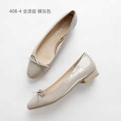 South Korea orders all-match leather PU round bow with a low ballet shoes big shoes. Thirty-eight 408-4 bare gray paint