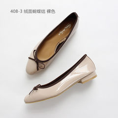South Korea orders all-match leather PU round bow with a low ballet shoes big shoes. Thirty-eight 408-3 velvet naked