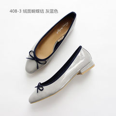 South Korea orders all-match leather PU round bow with a low ballet shoes big shoes. Thirty-eight 408-3 cashmere blue grey