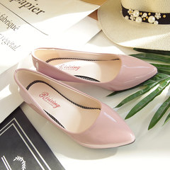 3cm low with fine with suede shoes. All-match black pointed shallow mouth work shoes pink Bridesmaid shoes Thirty-eight A pink coat of paint