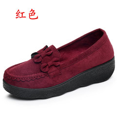 In the autumn of 2017 new old Beijing shoes shoes bottom slope with thick sponge peas with shallow mouth female work shoes Thirty-eight gules