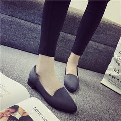 2017 summer shoes with low all-match paragraph Korean flat with a thick shallow mouth black shoes work occupation Thirty-eight gray