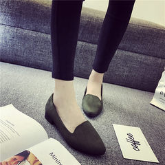 2017 summer shoes with low all-match paragraph Korean flat with a thick shallow mouth black shoes work occupation Thirty-eight green