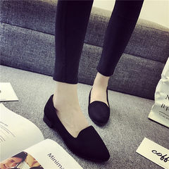 2017 summer shoes with low all-match paragraph Korean flat with a thick shallow mouth black shoes work occupation Thirty-eight black